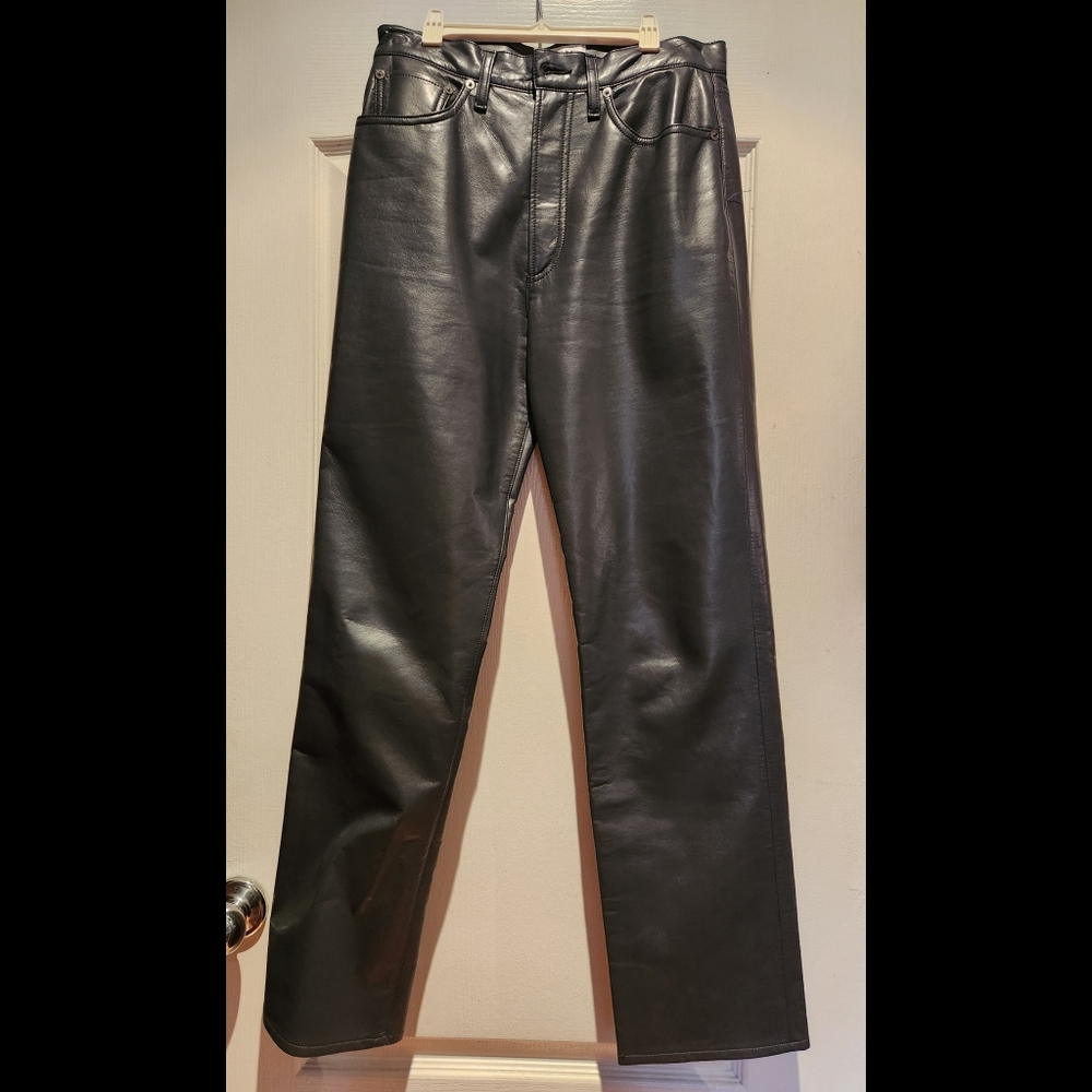 AGOLDE Recycled Leather 90s Pant 27 Gray